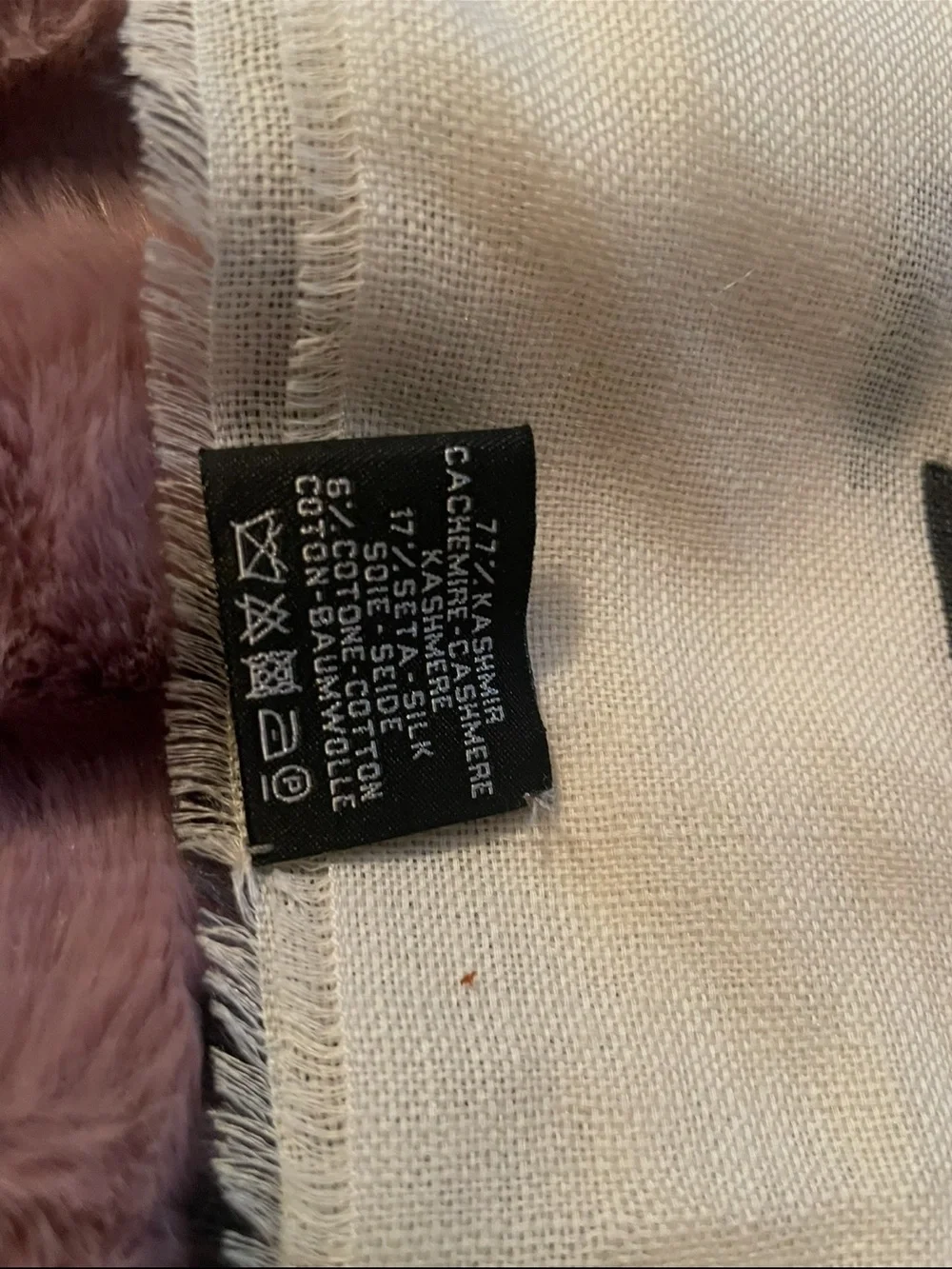 CHANEL Cashmere and Silk Fringe Scarf with Logo
